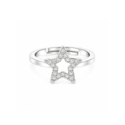 Silver Plated AD Star Finger Ring for Women