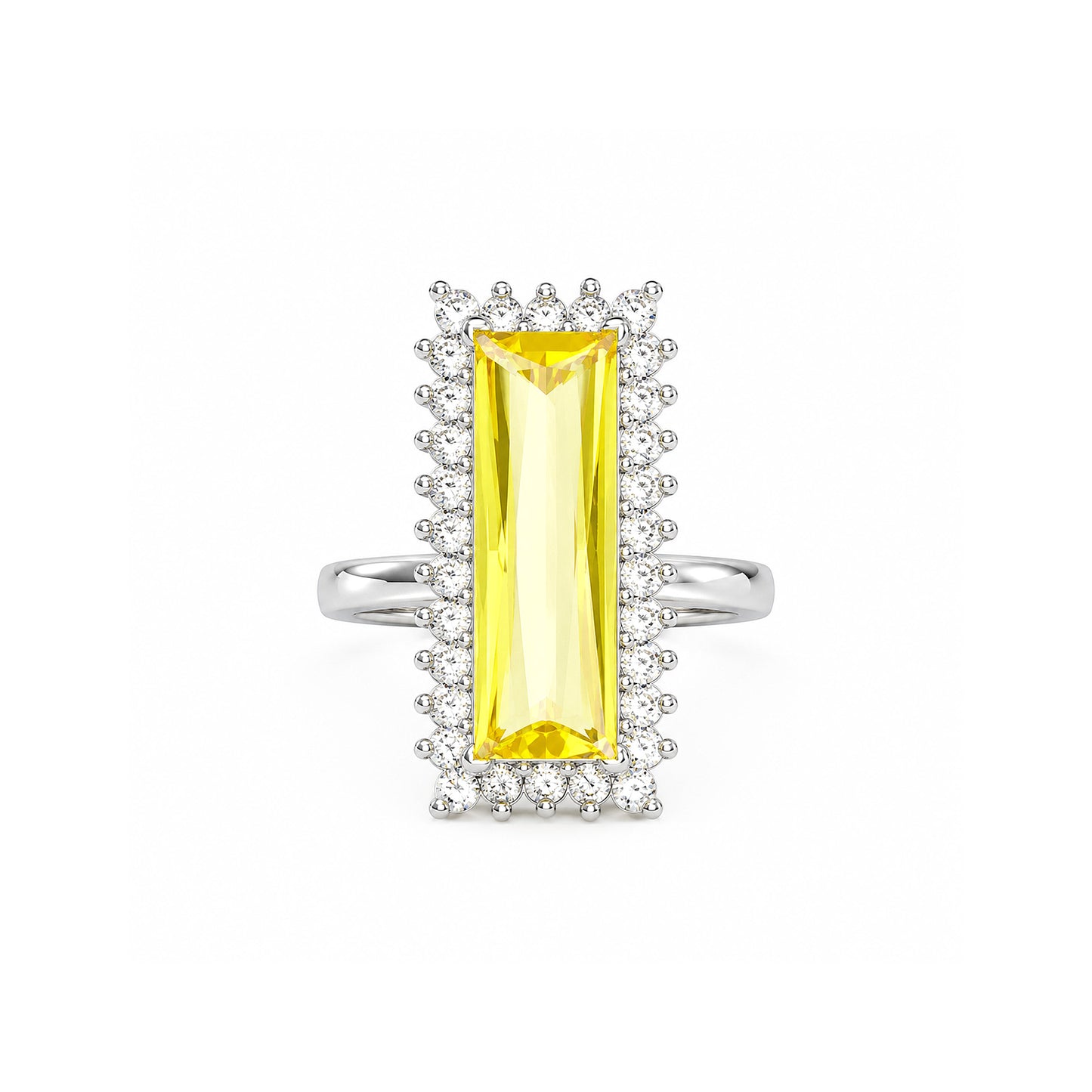 Silver Plated Yellow AD Finger Ring for Women