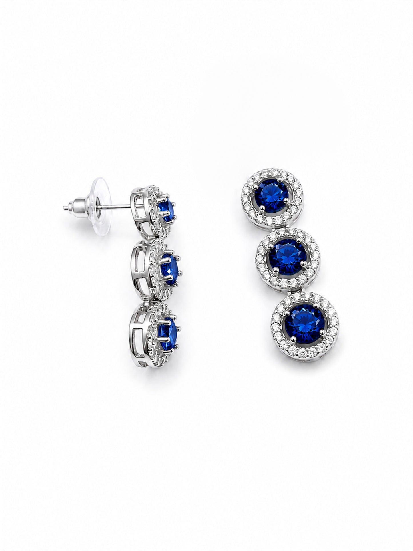 Silver Plated Blue AD Jewellery Set for Women