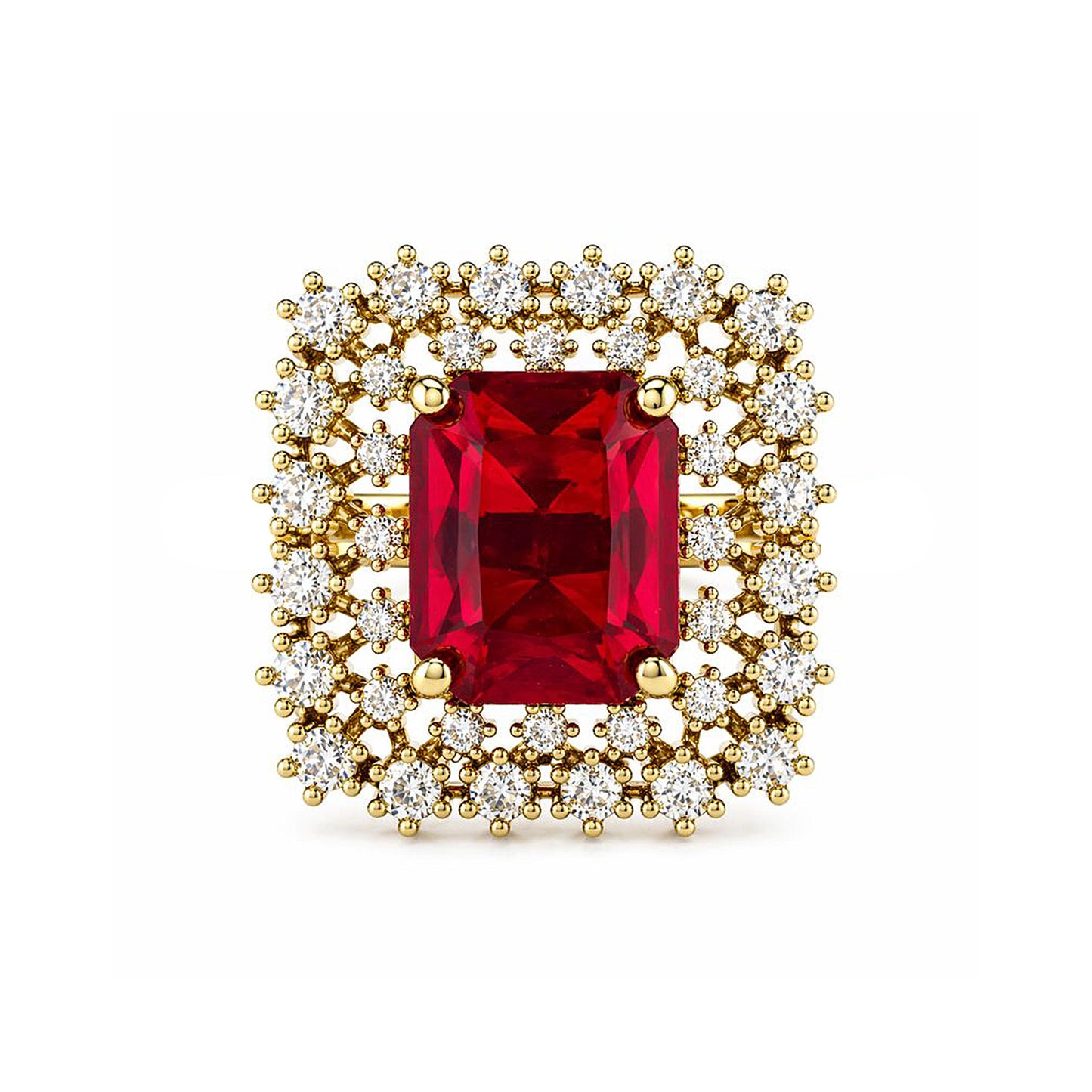 Gold Plated Red AD Adjustable Ring for Women
