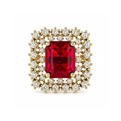 Gold Plated Red AD Adjustable Ring for Women