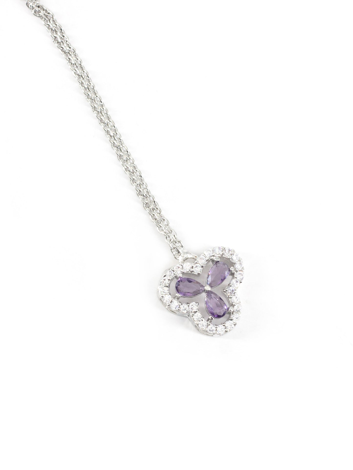 Silver Plated Purple AD Maang Tikka for Women