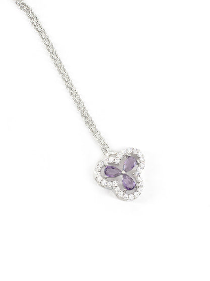 Silver Plated Purple AD Maang Tikka for Women