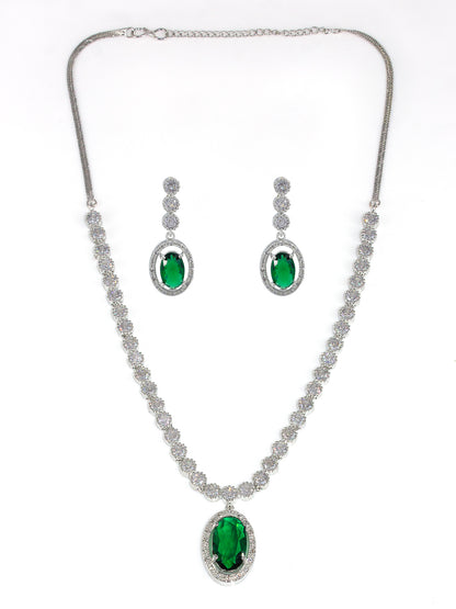 Green Oval AD Trendy Jewellery Set