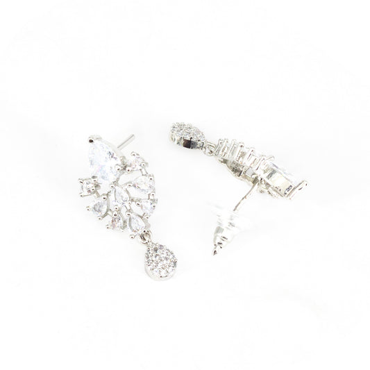 Silver Plated AD Drop Earrings for Women