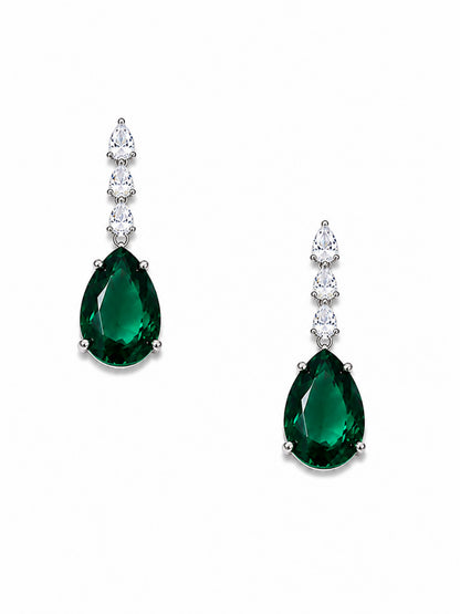 Silver Plated Green Teardrop AD Jewellery Set for Women