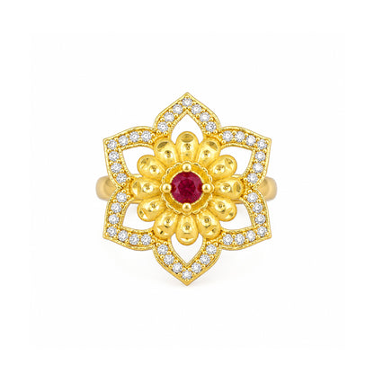 Gold Plated Anti Tarnish Red AD Finger Ring for Women