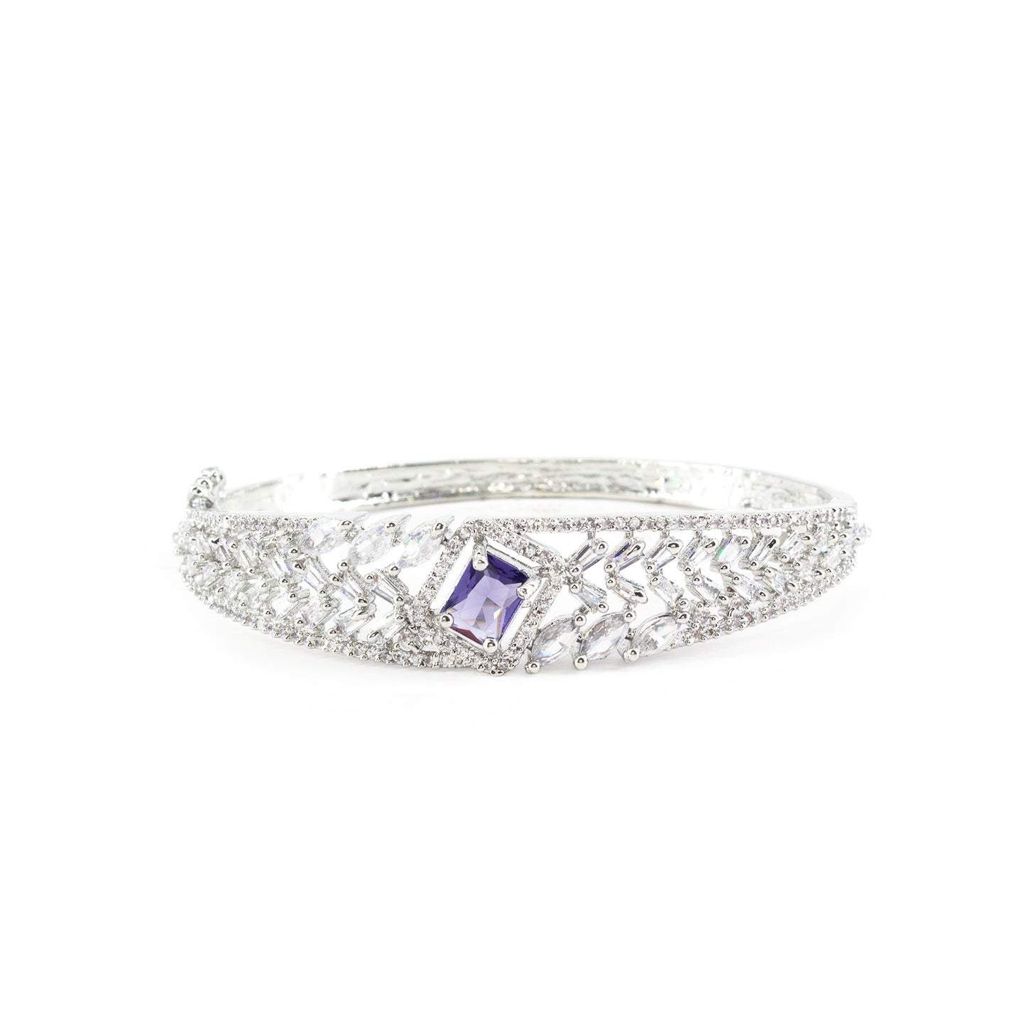 Silver Plated Purple AD Traditional Bangle Bracelet for Women