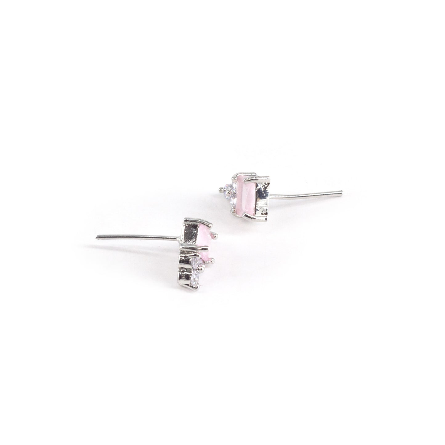Rhodium Plated Pink AD Studs for Women