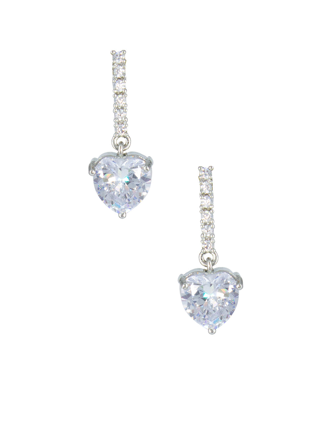 Silver Plated Heart AD Drop Earrings for Women