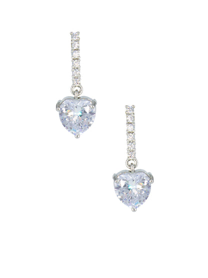 Silver Plated Heart AD Drop Earrings for Women