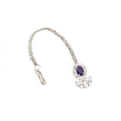 Silver Plated Purple AD Maang Tikka for Women