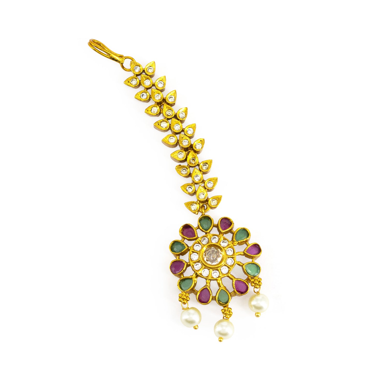 Gold Plated American Diamond Maang Tikka for Women