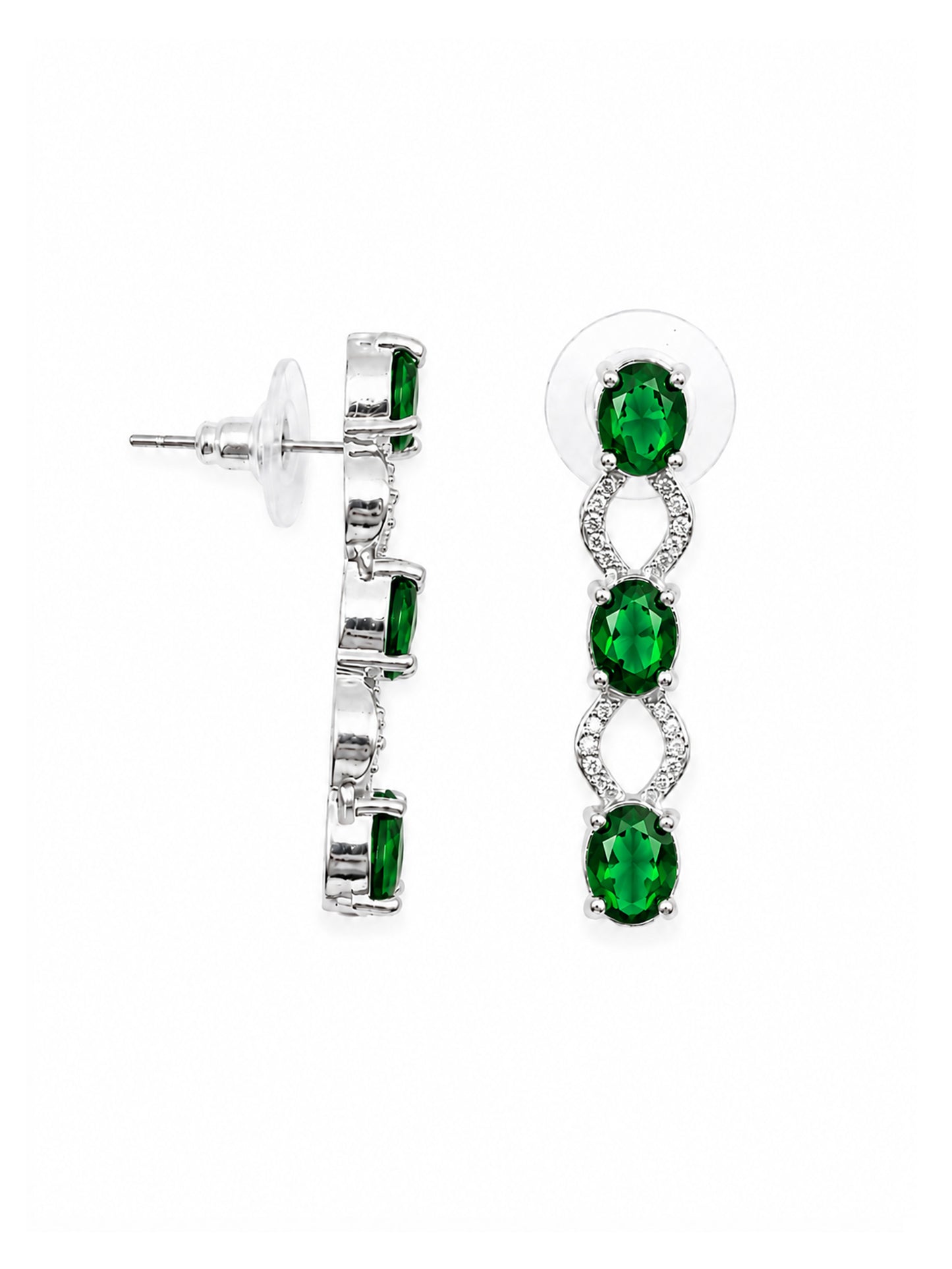 Silver Plated Green AD Choker Set for Women