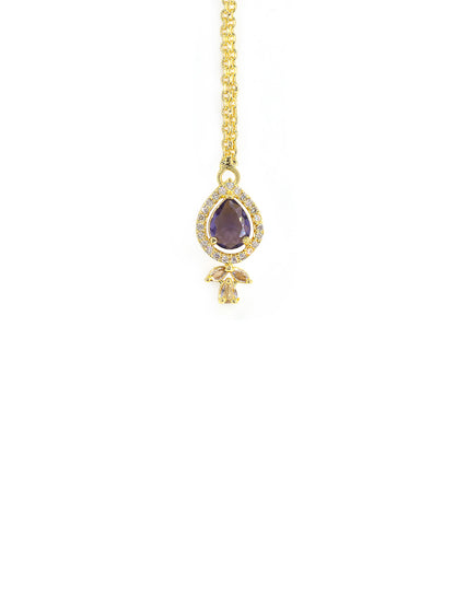Gold Plated Purple American Diamond Maang Tikka for Women