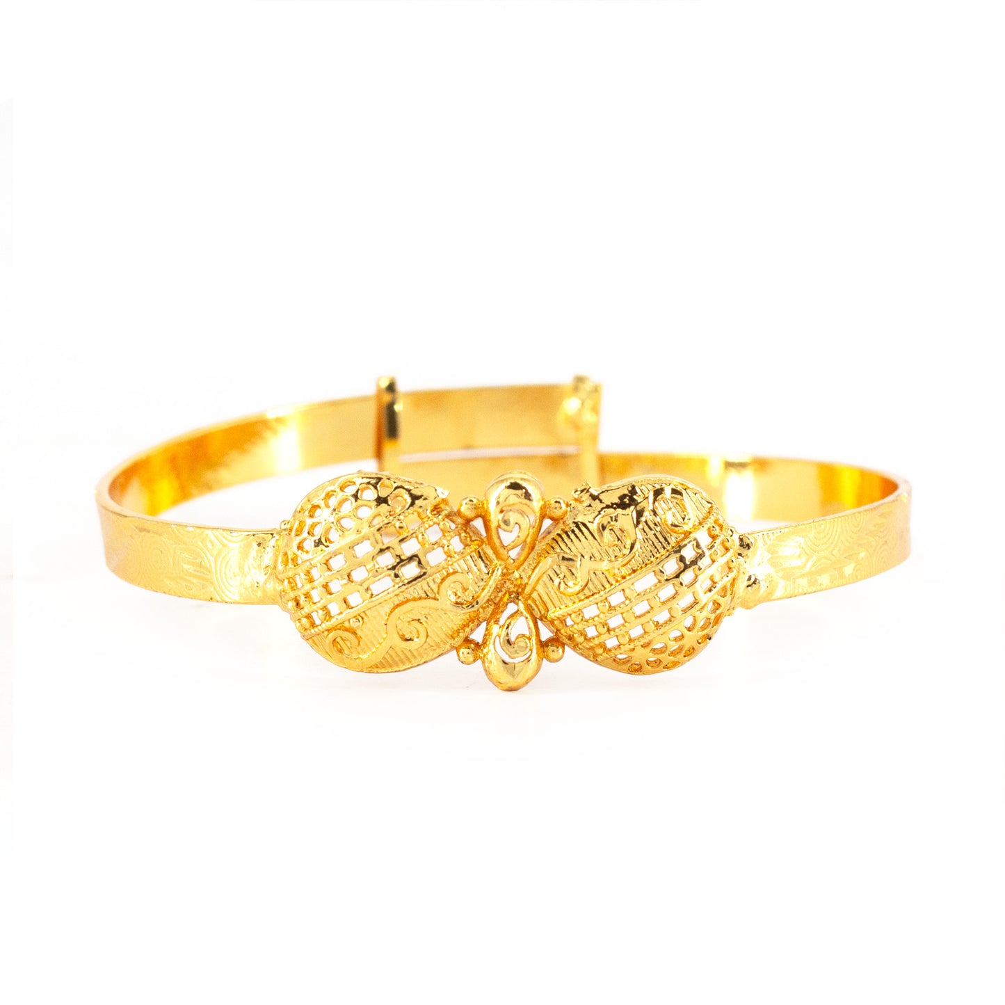 Gold Plated Adjustable Temple Bangle Bracelet for Women