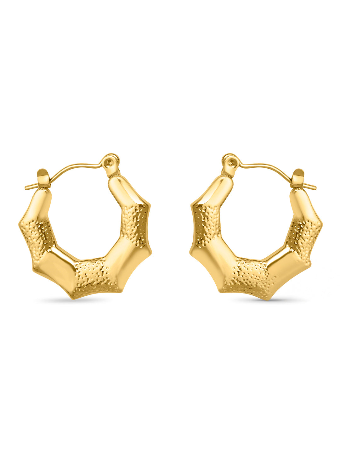 Stainless Steel Anti Tarnish Bamboo Hoop Earrings