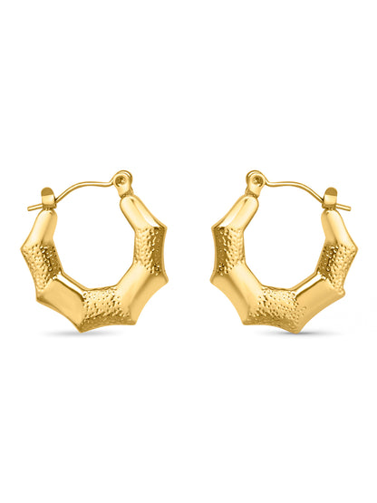 Stainless Steel Anti Tarnish Bamboo Hoop Earrings