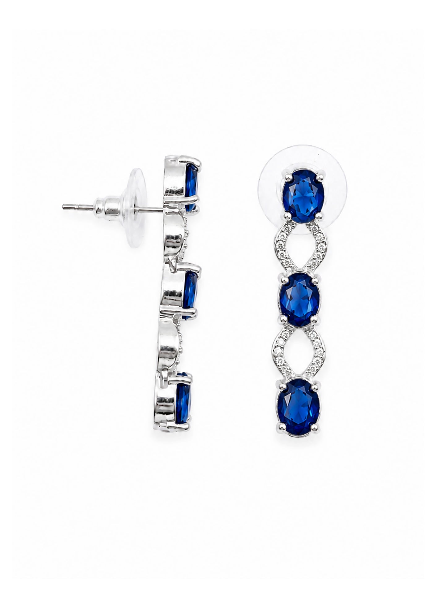 Silver Plated Blue AD Choker Set for Women
