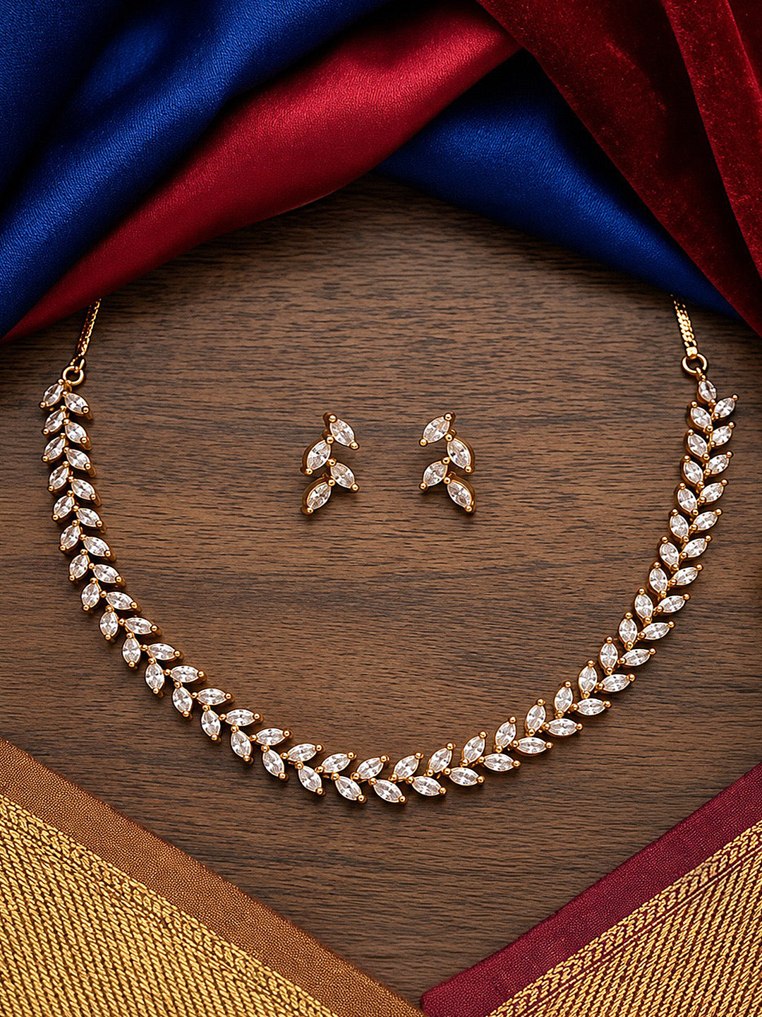 South Indian Gold Plated AD Jewellery Set for Women