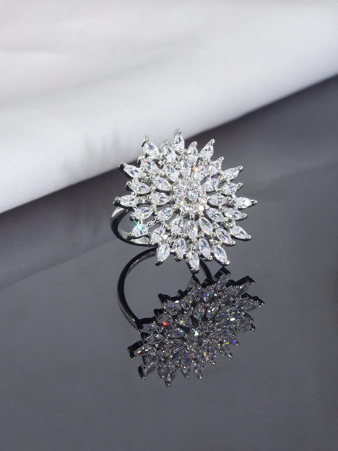 Floral Statement Adjustable Ring