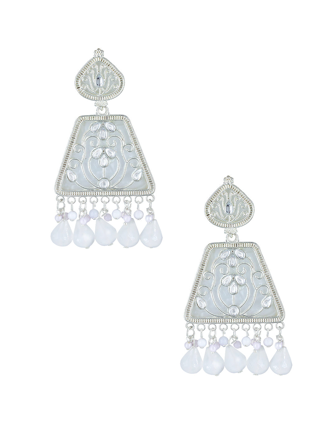 Floral Marble Finish Drop Earrings
