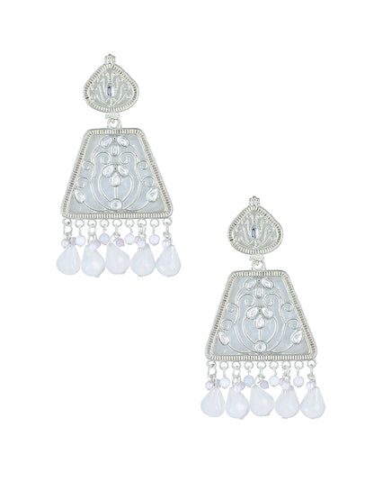 Floral Marble Finish Drop Earrings