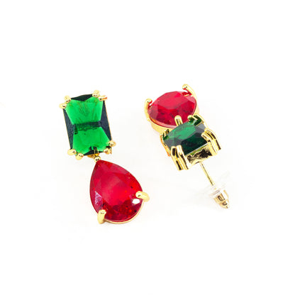 Gold Plated AD Teardrop Earrings for Women