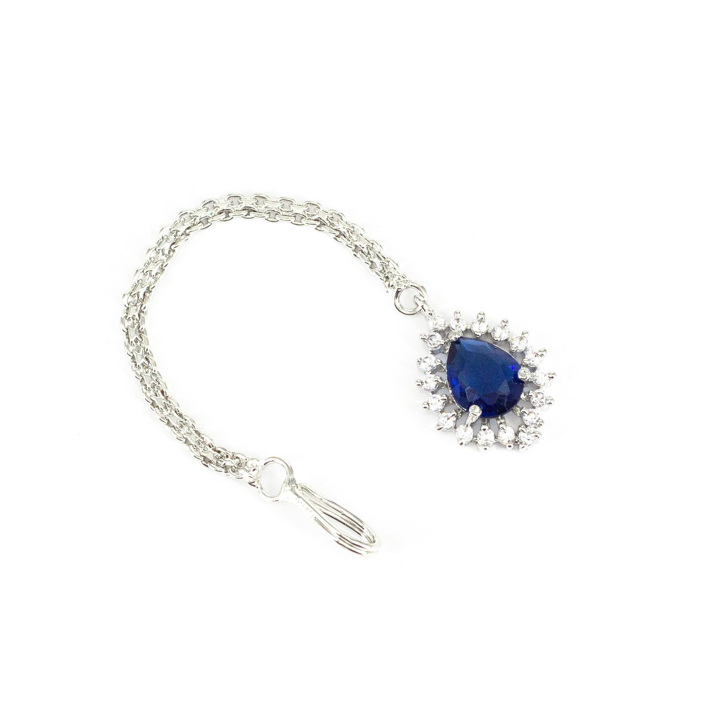Silver Plated Blue AD Maang Tikka for Women