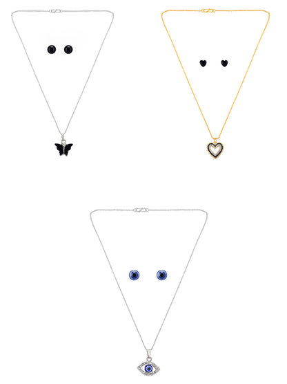 Pack of 3 Trendy Pendants & Earrings Set Gift