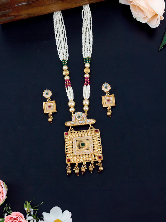 Square Artificial Stones & Beads Jewellery Set