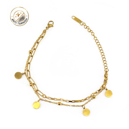 Gold Plated Double Layred Chain Bracelet for Women