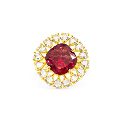 Gold Plated Red AD Finger Ring for Women