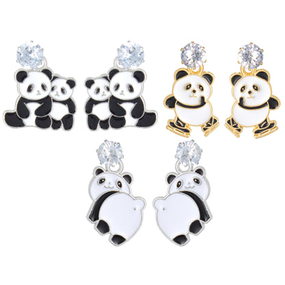 Set Of 3 Cute Panda Earrings For Girls
