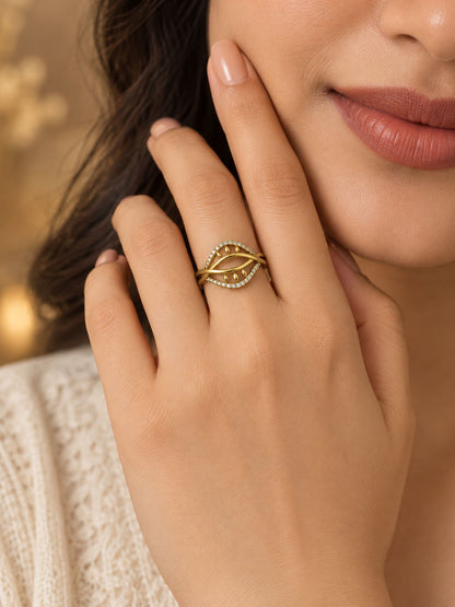 22K Gold Plated AD Finger Ring for Women