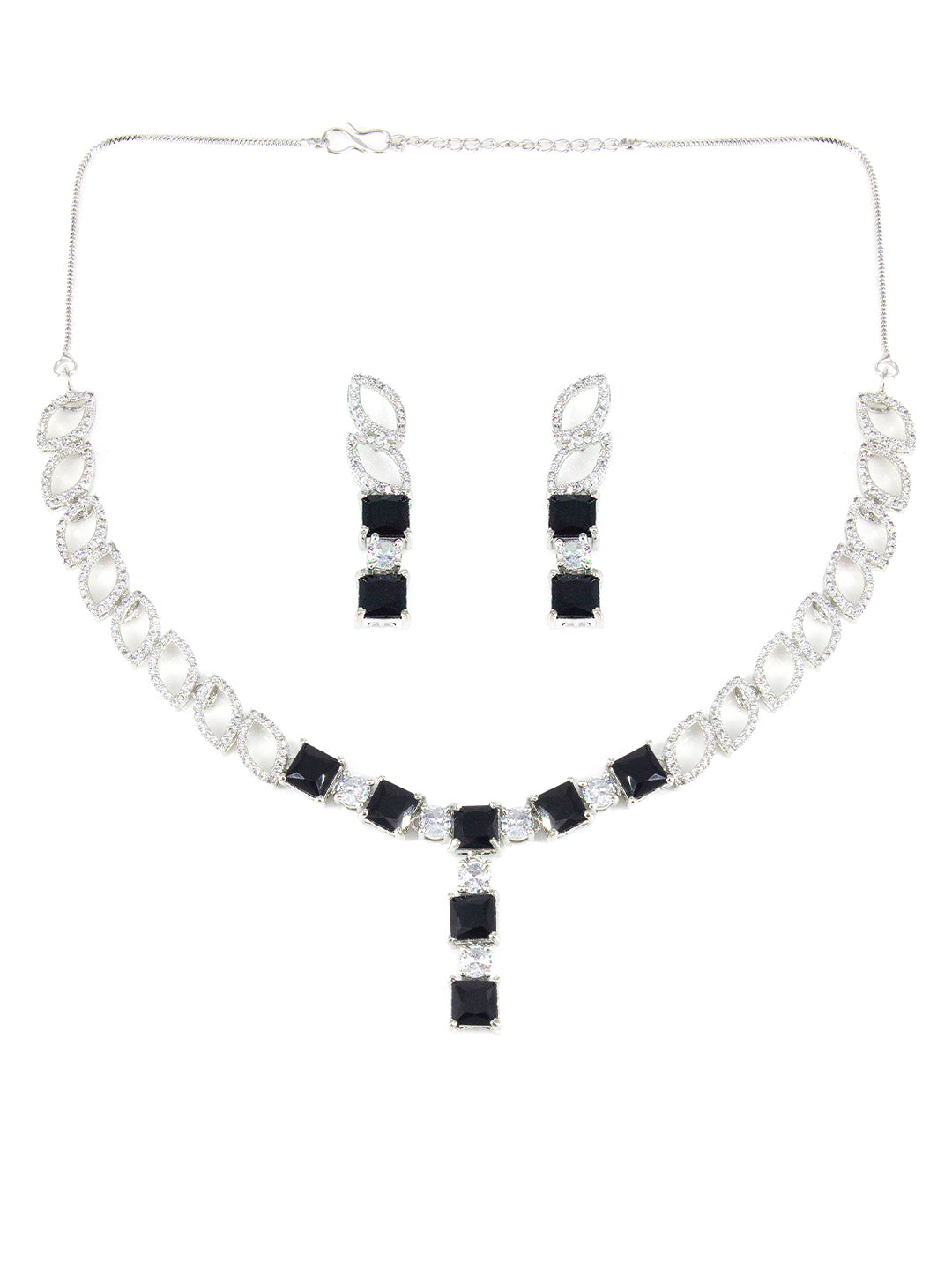 Silver Plated Black Minimal Jewellery Set for Women