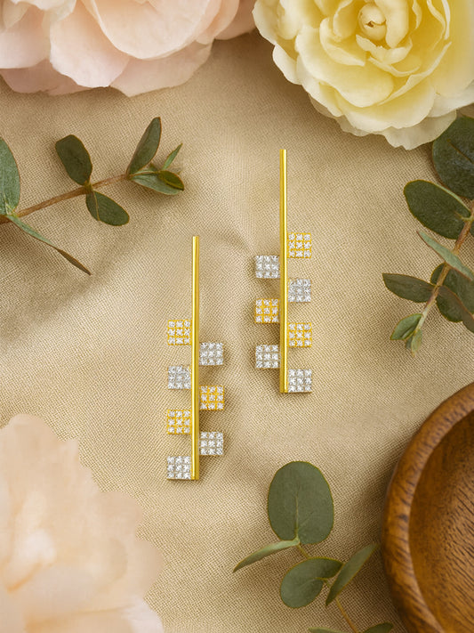 Gold Plated Geometric AD Earrings for Women