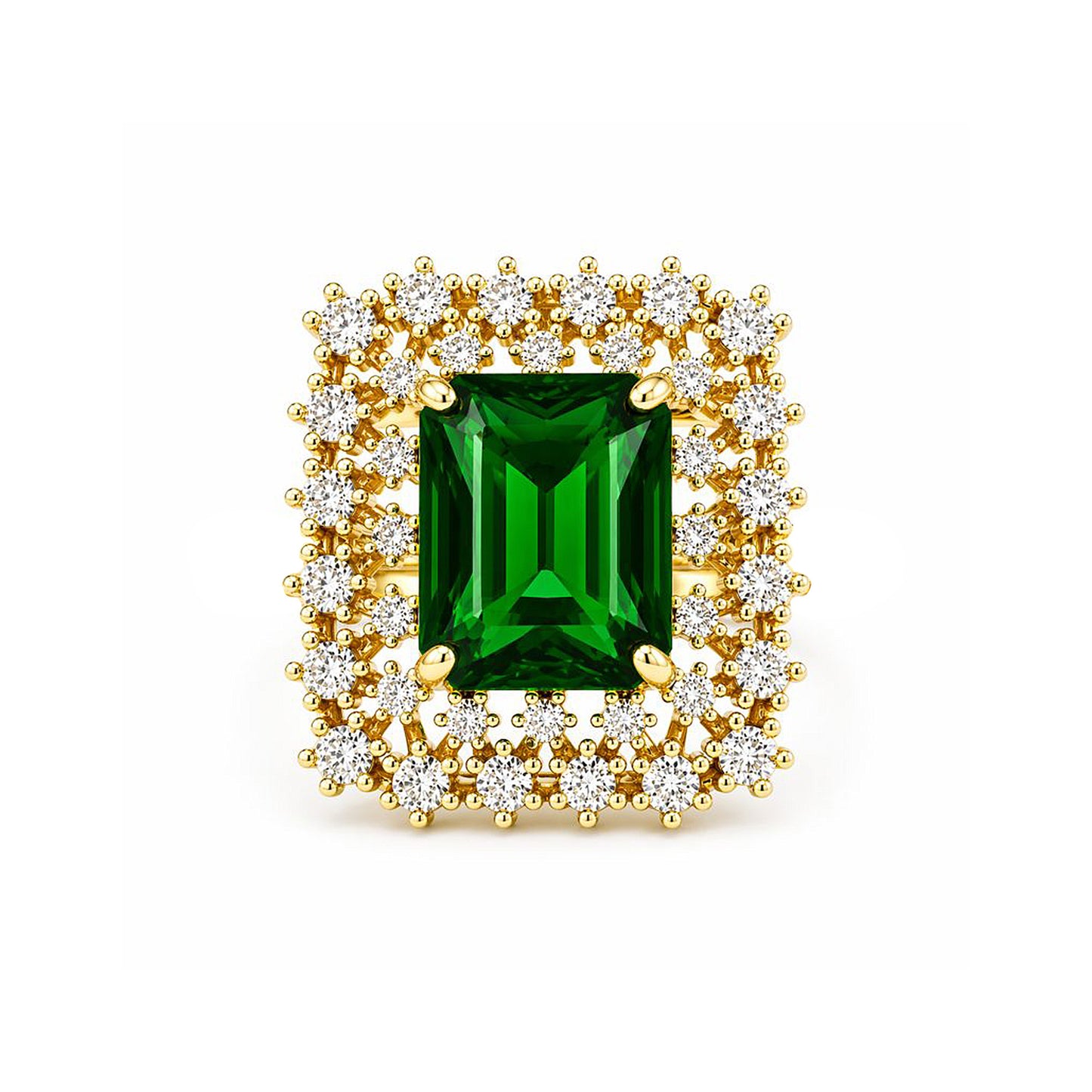 Gold Plated Green AD Adjustable Ring for Women