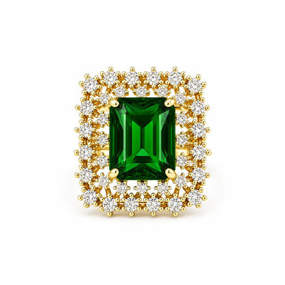 Gold Plated Green AD Adjustable Ring for Women