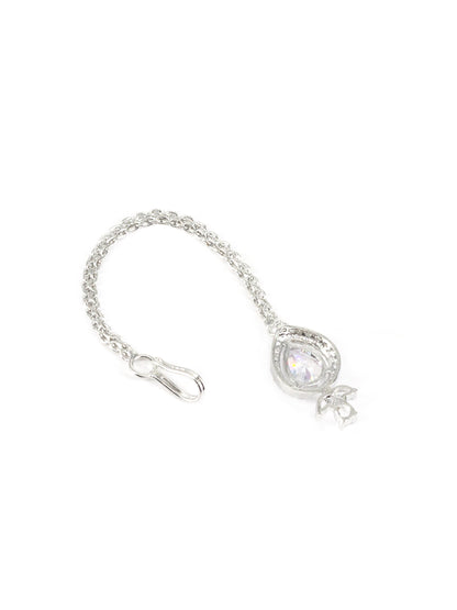 Silver Plated White American Diamond Maang Tikka for Women