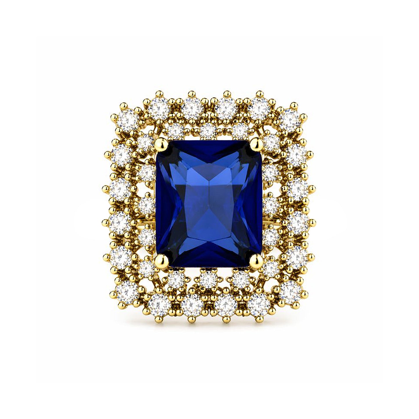 Gold Plated Blue AD Adjustable Ring for Women