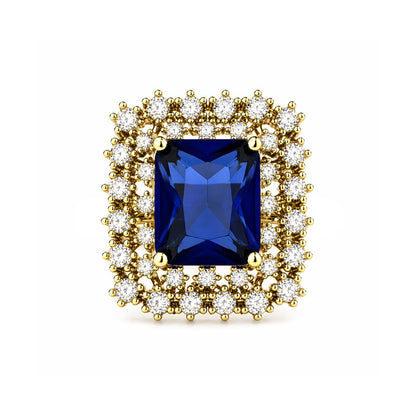 Gold Plated Blue AD Adjustable Ring for Women