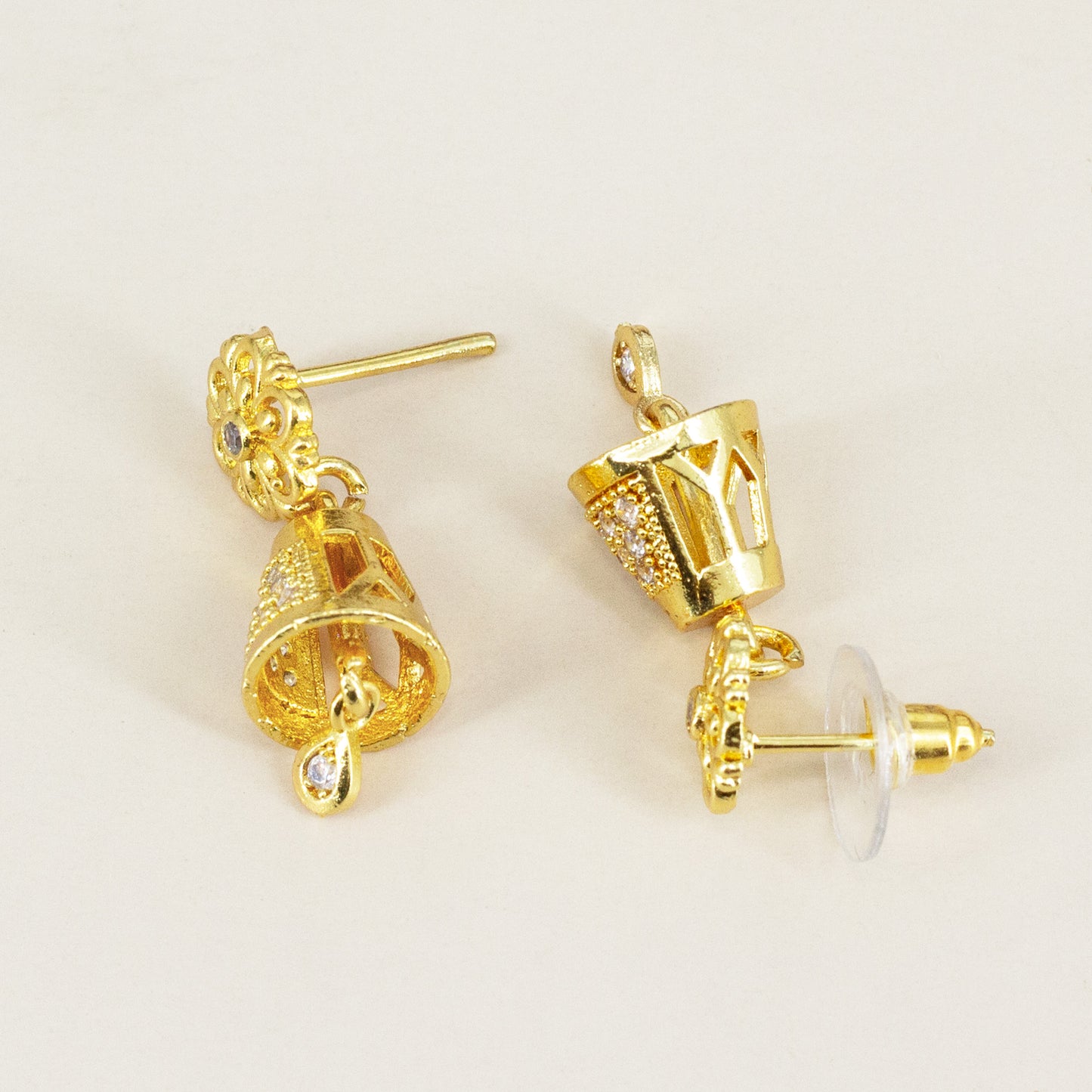 Micro Gold Plated AD Jhumki Earrings for Women