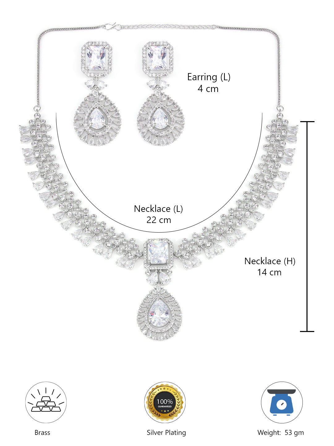 Rhodium Plated AD Designer Jewellery Set
