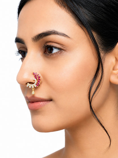 Gold Plated Red AD Nosering for Women