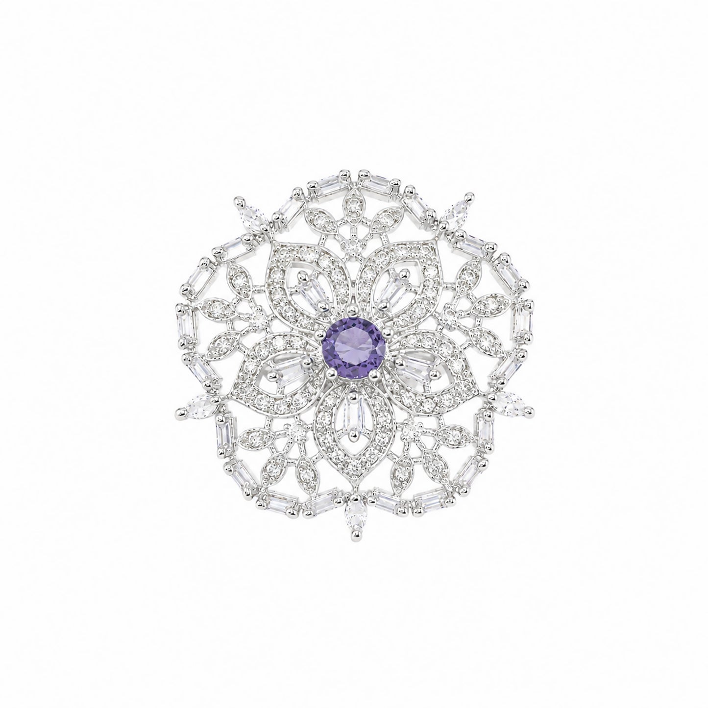 Silver Plated Purple AD Floral Ring for Women