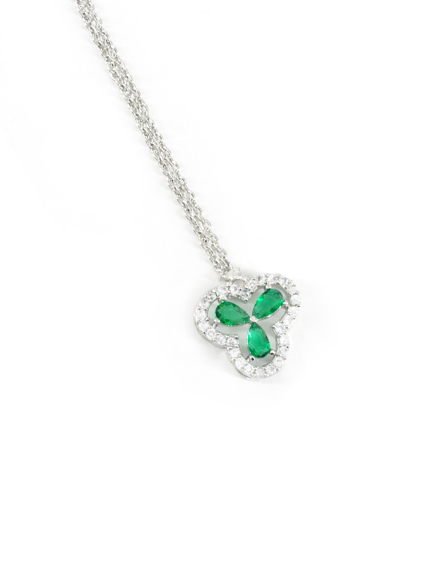 Silver Plated Green AD Maang Tikka for Women