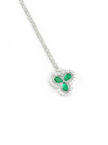 Silver Plated Green AD Maang Tikka for Women