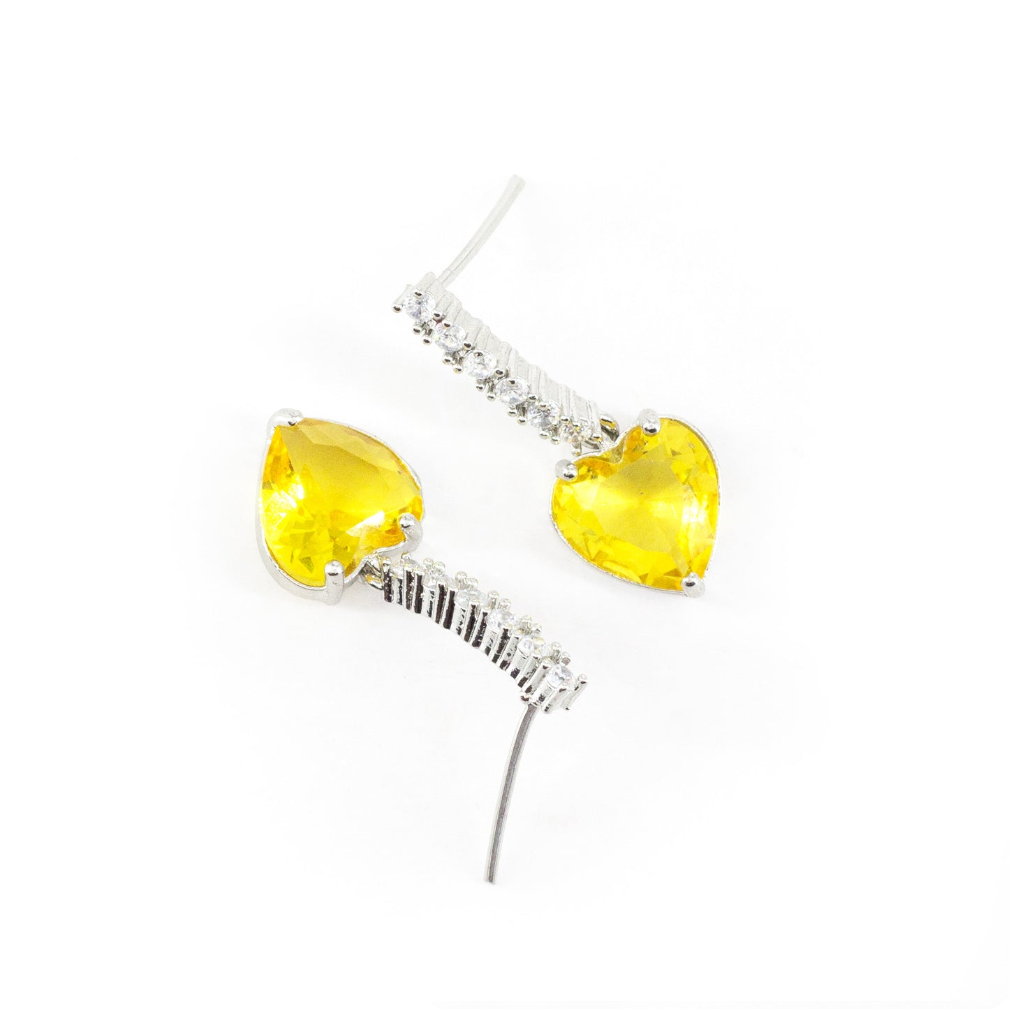 Silver Plated Yellow Heart AD Drop Earrings for Women