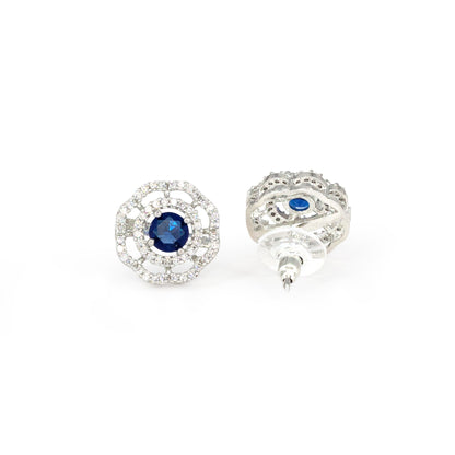Rhodium Plated AD Studs Earrings for Women